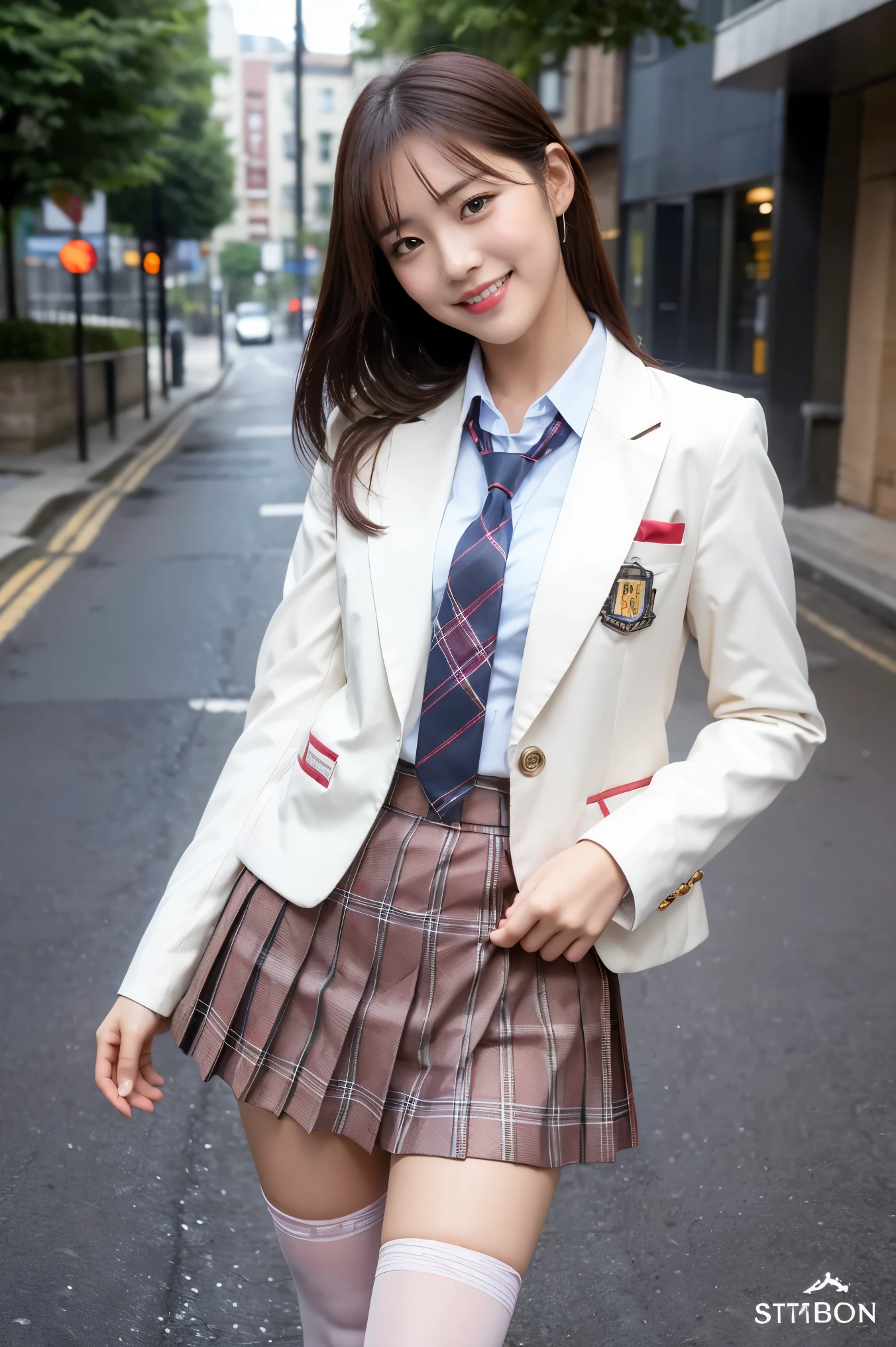 ＳＳ(in 8K, Raw photography, top-quality, ​masterpiece:1.2),Beautiful Girl, Dark hair, Short hair, (Curly hair), (((navy volleyball pants))), NSFW, (Show your teeth and smile), looking at the viewers, (((Lift the hem of the skirt, Lift the hem of the skirt with both hands, Lift the hem of the skirt yourself))), （Human biologically correct、References）、((Japan school uniform)), (Red Blazer:1.2), (short plaid skirt:1.5), (neck tie:1.2), Check skirt, ((top-qualityの, 16 K, masutepiece: 1.3)), 1 girl, Light on Face, hyperdetailed face, very detailed lips, Detailed eyes, Realistic pupils, Beautiful hands of the city, Two hands, normal hands, Two arms, complete hands, Beautiful body, Beautiful fingers, normal fingers, Five Fingers, Five Fingers, (Thumbs、Indexer、Middle Finger、ring finger、Pinky), Beautiful ears, normal ears, Beautiful eyes, shiny eyes, Beautiful mouth, Beautiful lips,（Correct eye balance）