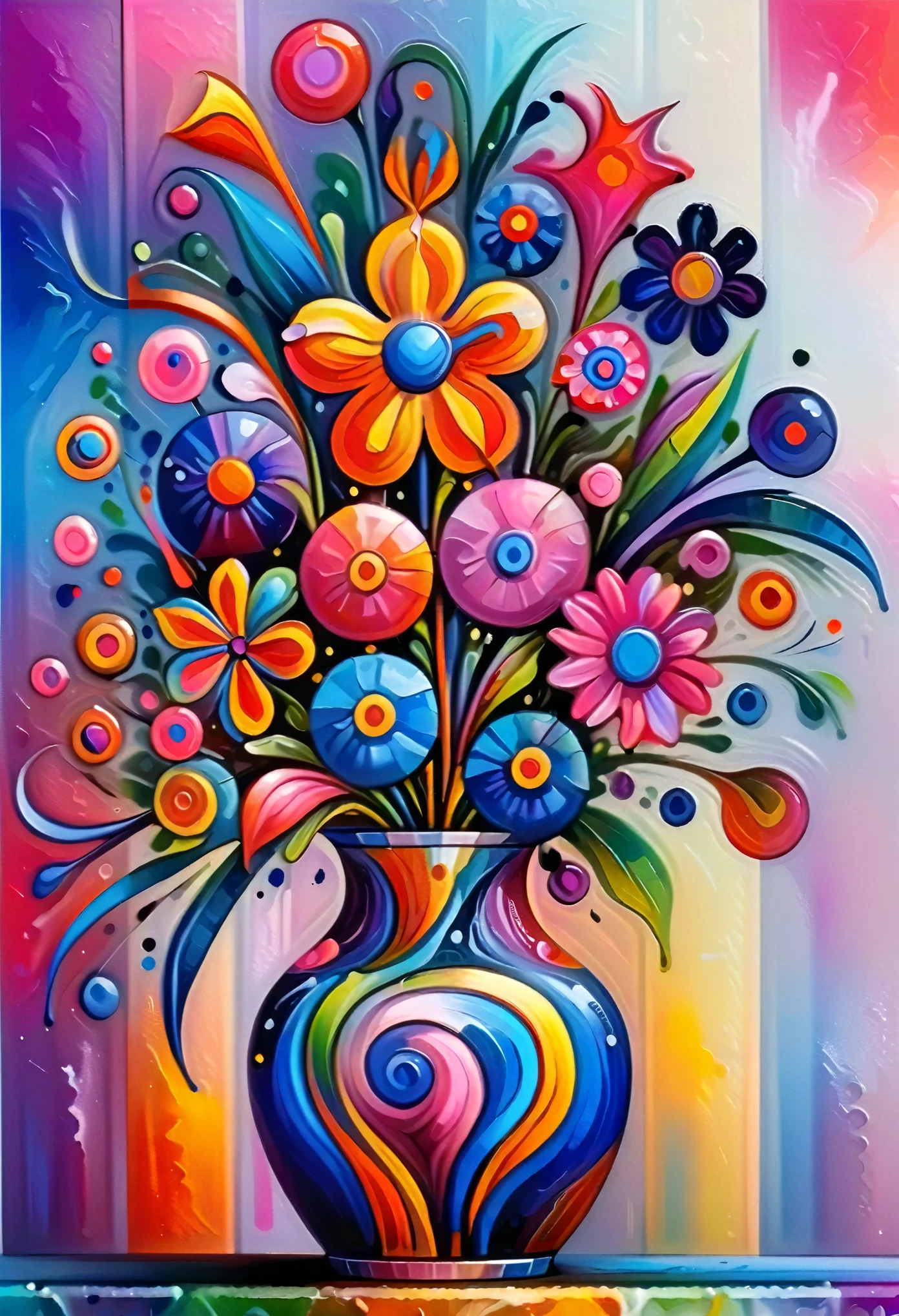 [  ral-colorswirl A bouquet of vibrant flowers adorns the vase :   ral-exposure  A bouquet dripping from the vase, dripping art page:20]