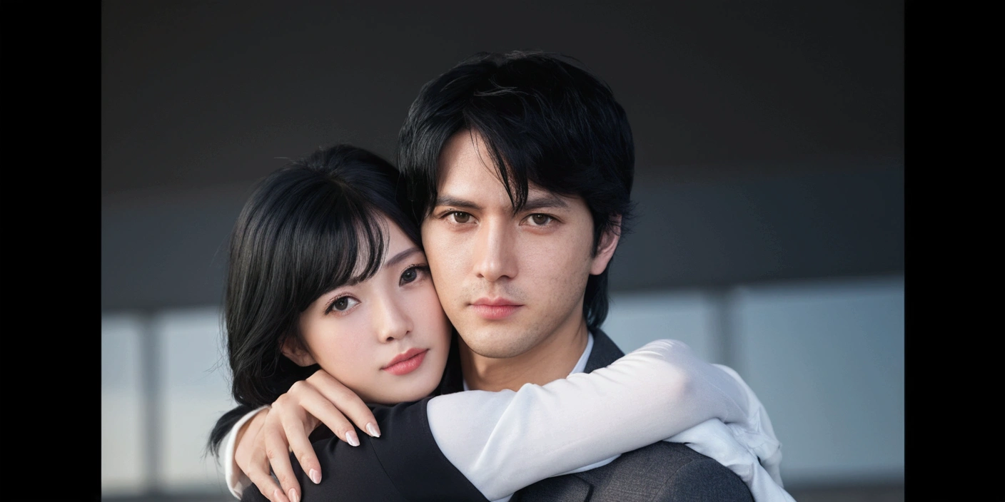 couple, black hair, short skirt, realistic face, 4K
