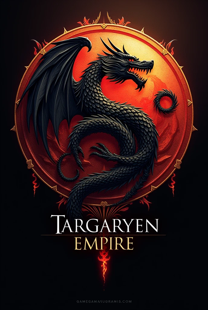 Create a logo of house of the dragon and named TARGARYEN EMPIRE