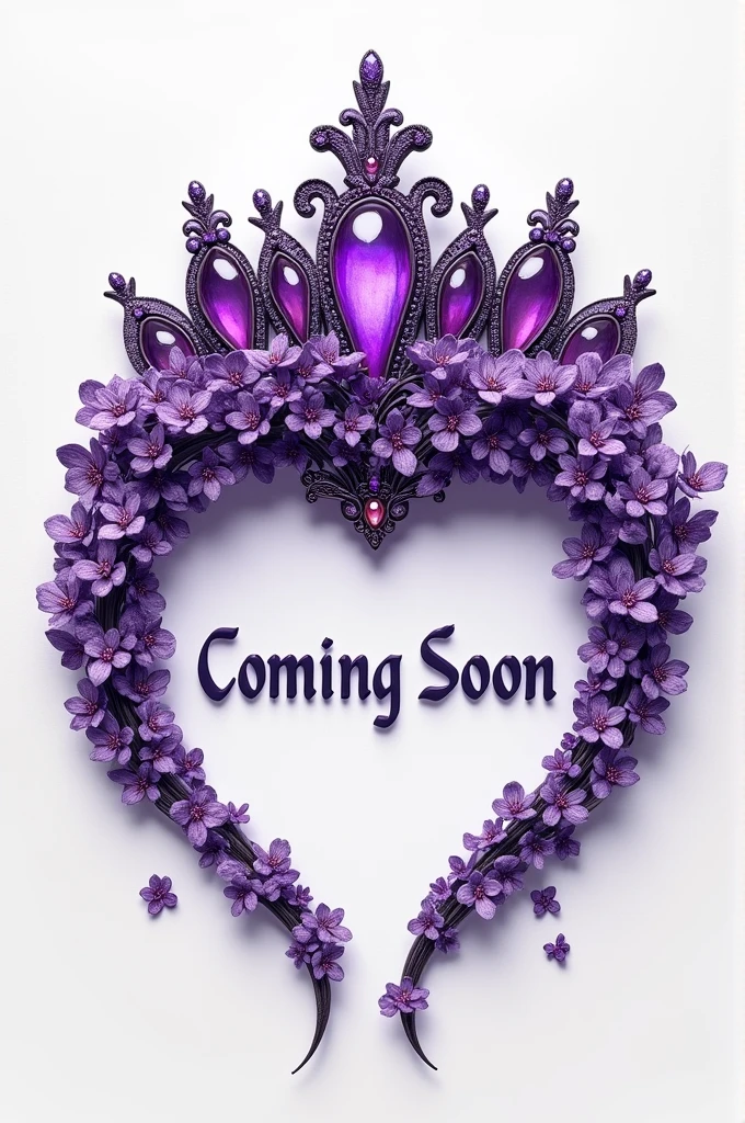 Une couronne violette sur font noir, le titre : coming soon au milieu et les prénoms : Eos, AINA, aura, Chaeyeon, Kyoko 