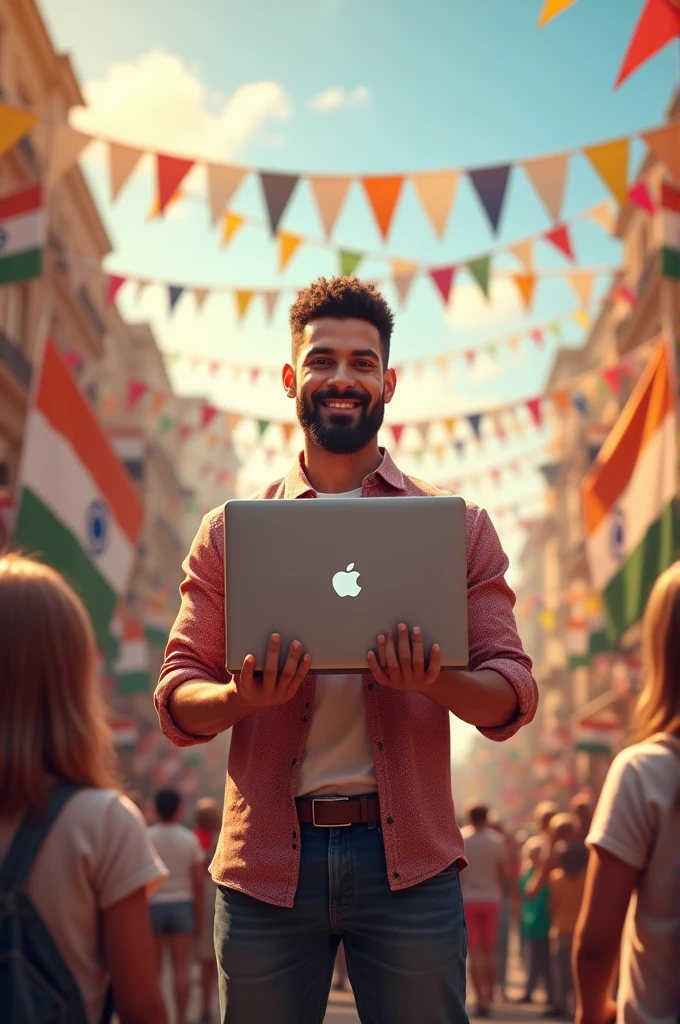 Happy independence day , present the laptop care