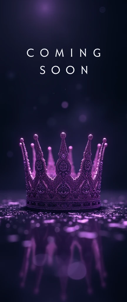 Une couronne violette sur font noir, le titre : coming soon au milieu et les prénoms : Eos, aina, aura, Chaeyeon, Kyoko et NOVA tout en haut