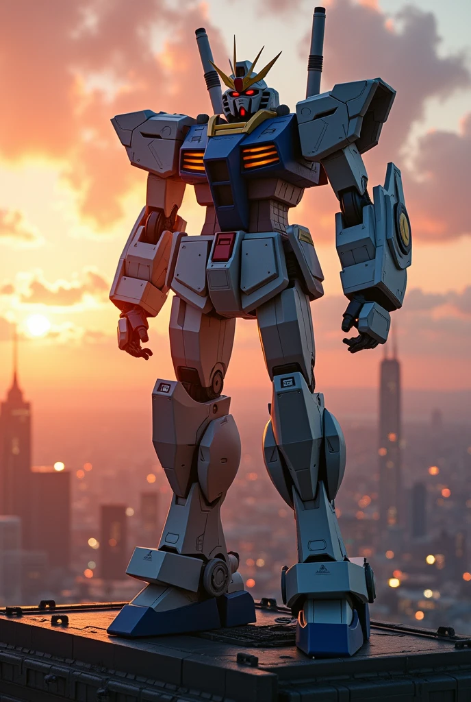 A highly detailed Gundam mecha, (best quality,4k,8k,highres,masterpiece:1.2),ultra-detailed,(realistic,photorealistic,photo-realistic:1.37), extremely intricate mecha design, finely crafted metallic textures, complex mechanical components, powerful thrusters, articulated joints, glowing energy effects, dramatic lighting, cinematic angle, muted color palette, mecha anime style.
1 giant mecha gundam robot, highly detailed mechanical design, sitting on the edge of a tall skyscraper, dramatic lighting, cinematic scene, detailed futuristic cityscape, beautiful warm sunset colors, stunning photorealistic render, (best quality,8k,highres,masterpiece:1.2),ultra-detailed,(realistic,photorealistic:1.37),intricate mecha design,muscular mecha body,complex mecha limbs,glowing thrusters,detailed mecha armor plating,cinematic camera angle,dramatic shadows,dynamic composition,warm color palette,volumetric lighting,photorealistic textures,cinematic mood,epic scale