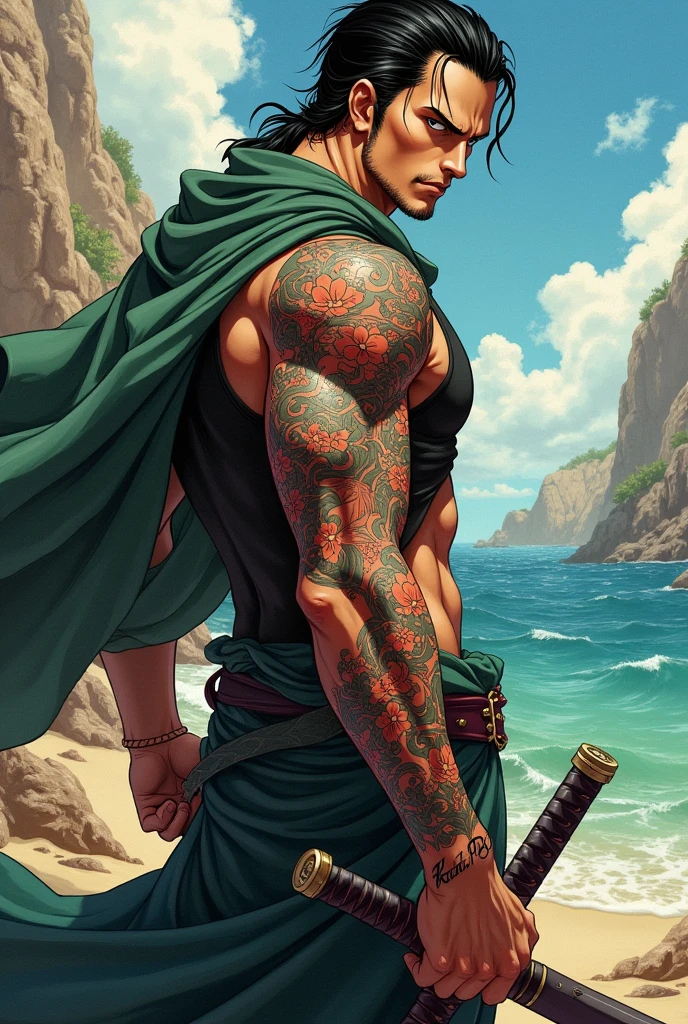Roronoa Zoro has a tattoo on his arm..