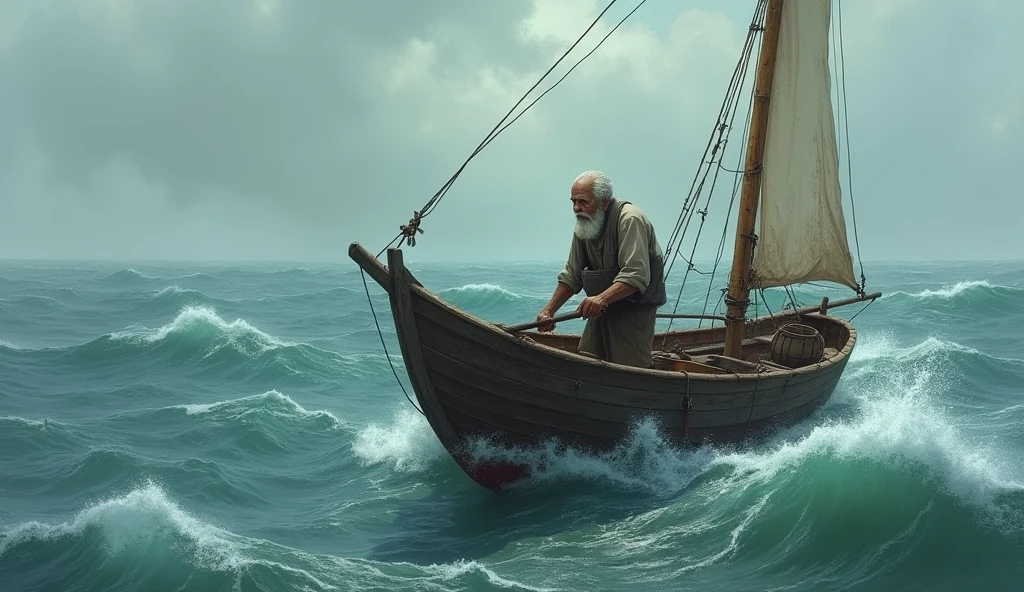 One old man boat sea old weather 