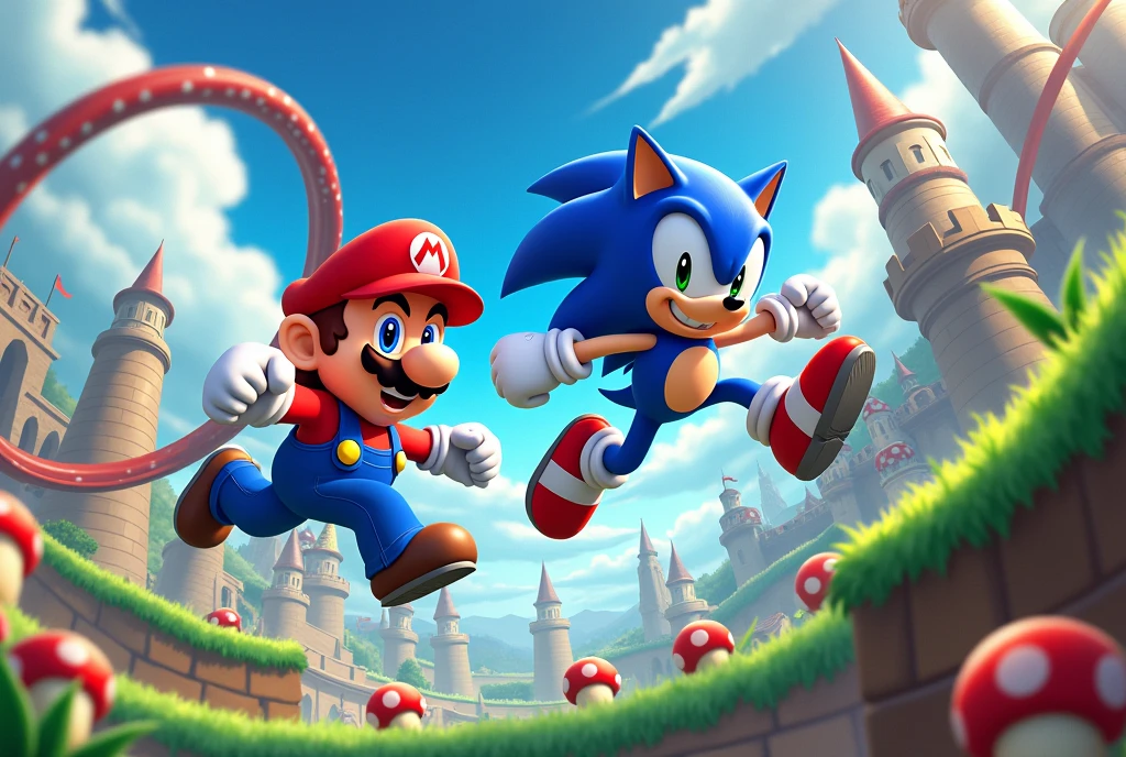 Super Mario and Sonic swap video games