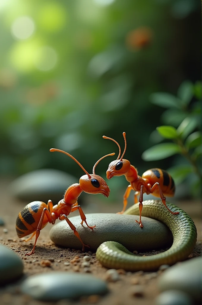 Ant and snake together 