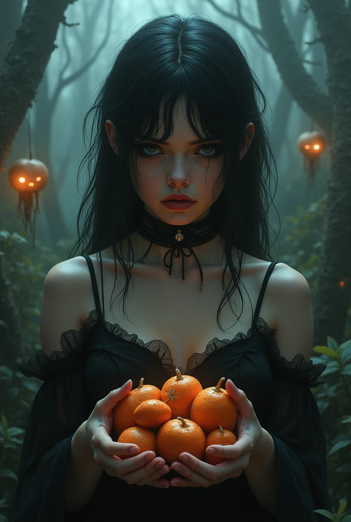 A gothic girl with sweet potatoes
