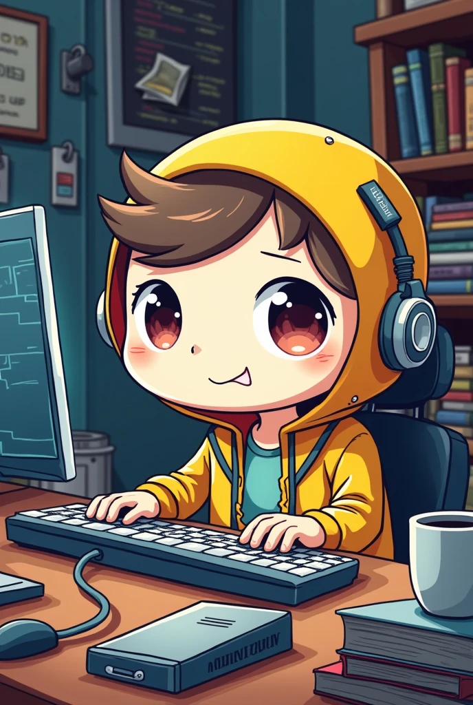 computer programmer work chibi