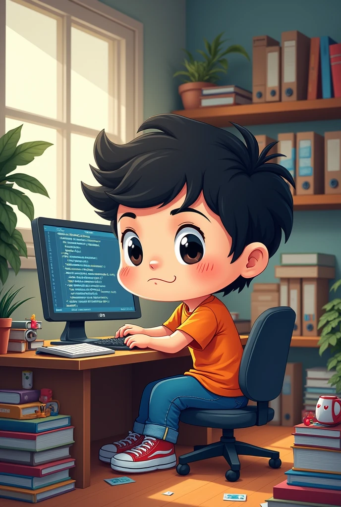 computer programmer work chibi