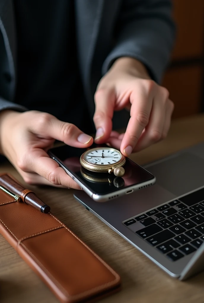 Classic Meets Modern: Pair a vintage accessory like a watch or pen with a modern tech item, like a smartphone or tablet, to create a blend of old and new.