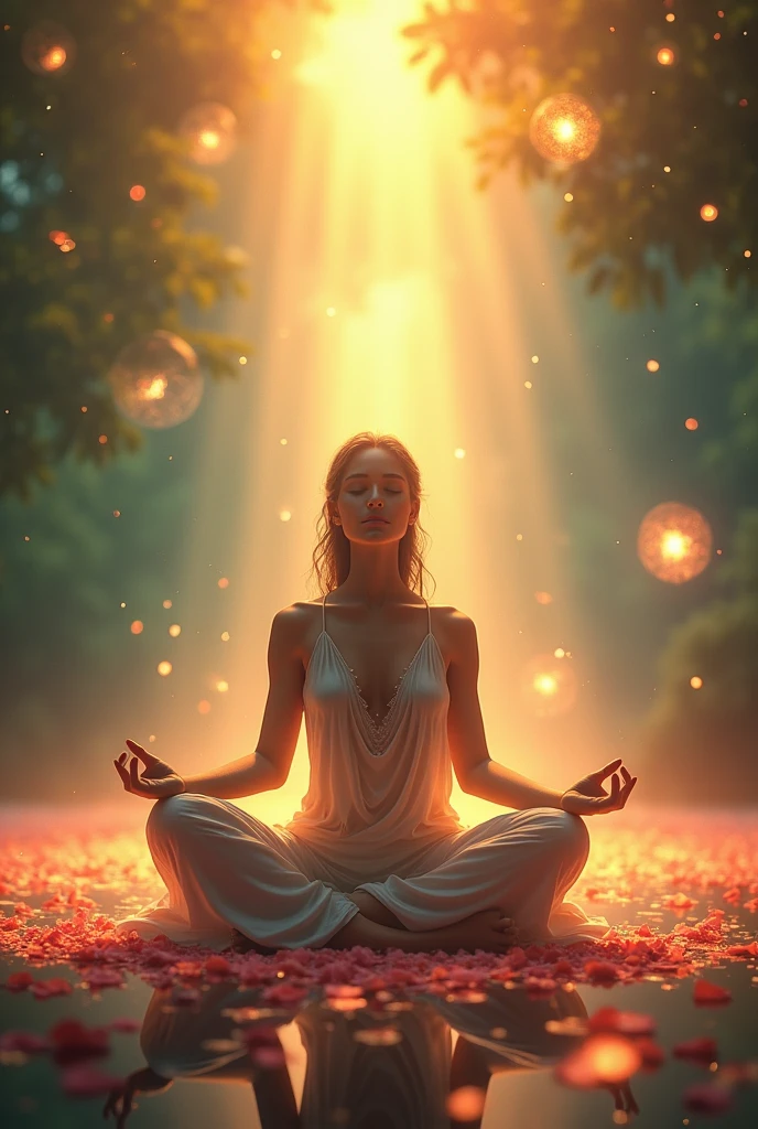 Realistic image of spiritual image, bright colour, peace meditation