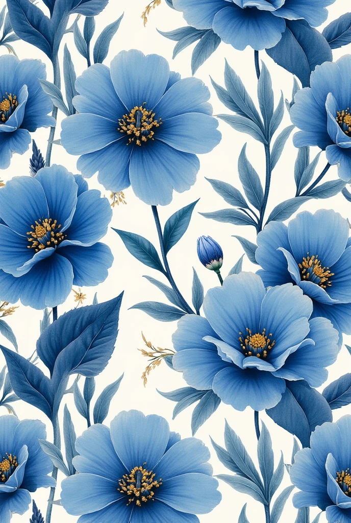 Blue floral wallpaper