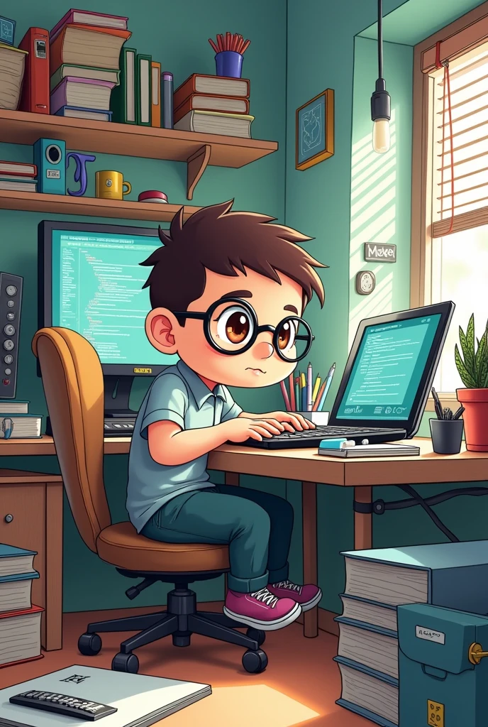 computer programmer work chibi