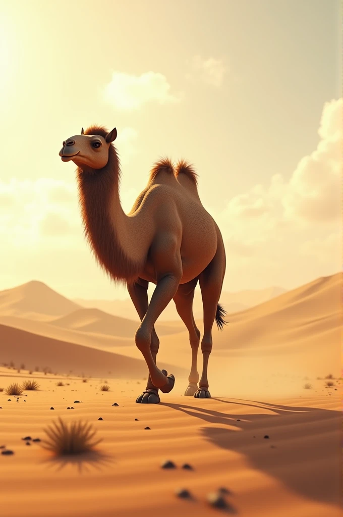 Camel in desert create a picture