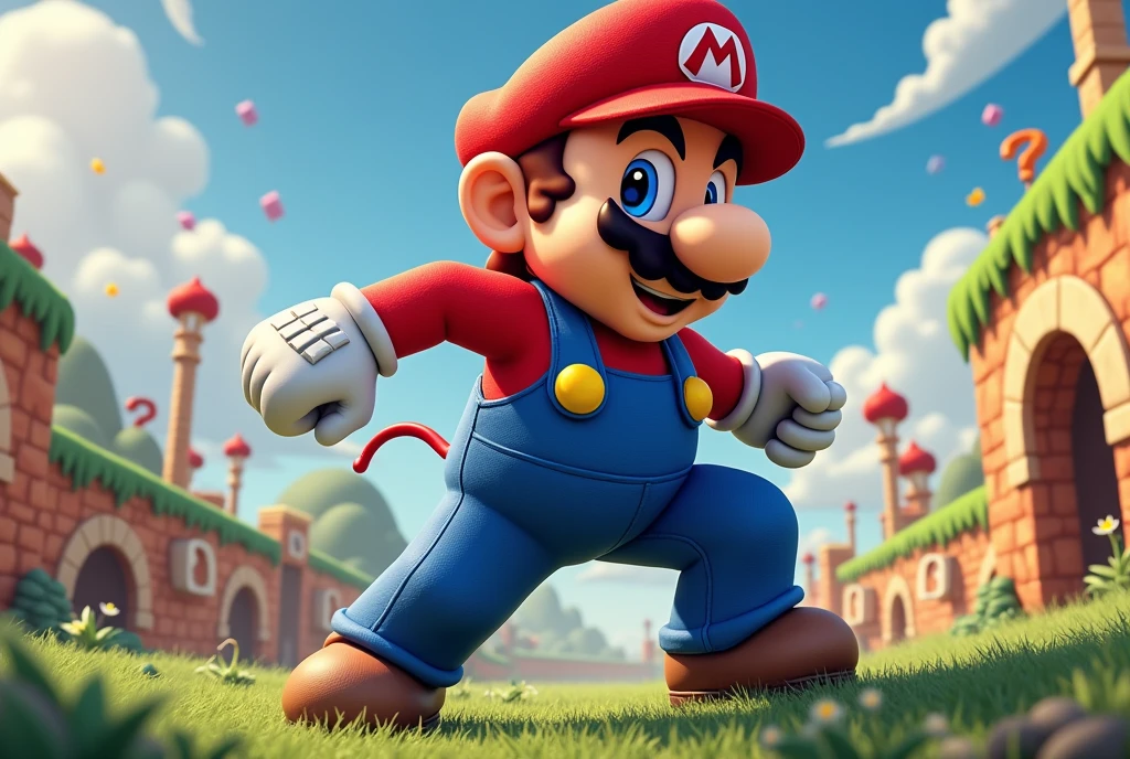 photorealistic crossover of Mario and Dragonball