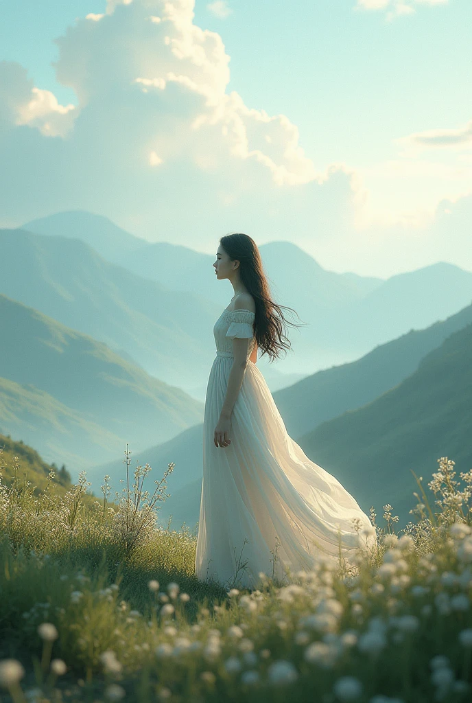 (8k unit wallpaper CG extremely detailed, masterpiece, best quality, ultra-detailed), (((solo))), ((wide shot:1.5)), (a beautiful girl liste