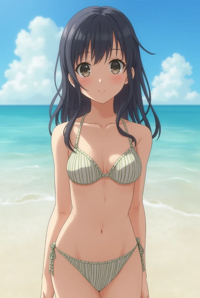 , micro bikini, at the beach, Japanese girl,