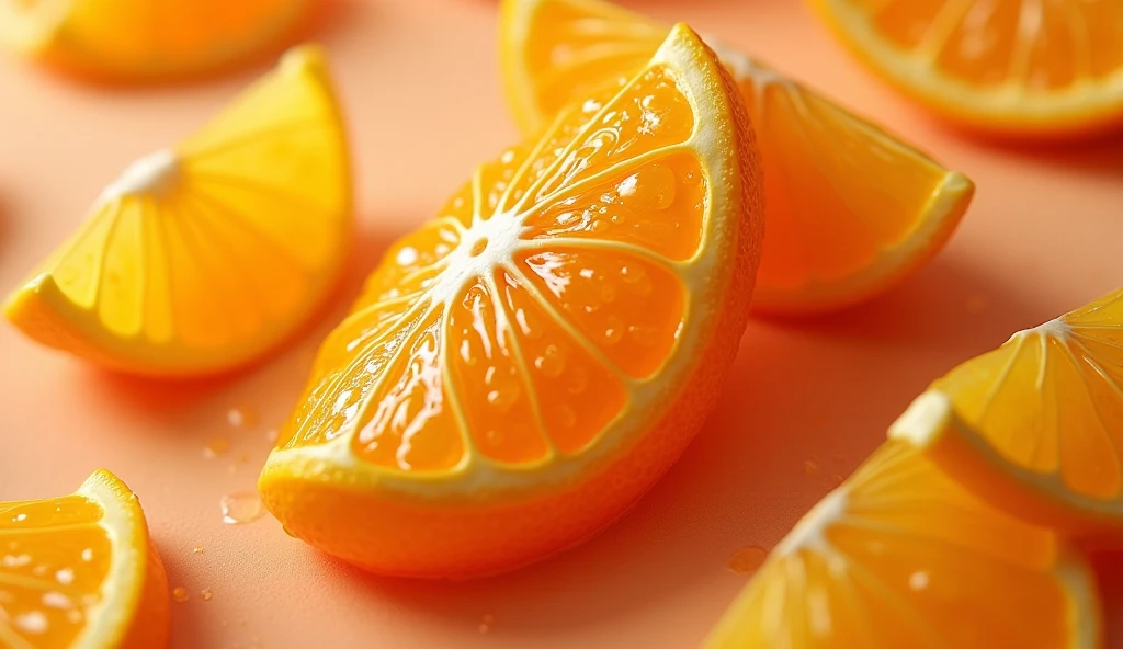 Orange Peel Nail Art: This design brings the zestiness of fresh oranges to life. The center of the nail showcases a detailed orange slice, complete with the natural segments and pulp texture. The background is a textured, 3D orange peel effect, blending seamlessly into the fruit design. Some nails are accented with delicate drops of "juice," adding a refreshing and dynamic touch to the overall look.