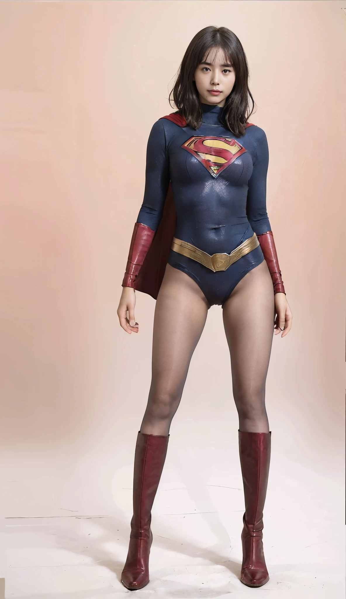No background、(((Looking down、Looking down)))、(((Beautiful legs in black tights.)))、(((Legally express the beauty of your smile)))、((((Make the most of your original images)))、(((Supergirl Costume)))、(((Beautiful short bob hair)))、(((suffering)))、(((Please wear black tights....、Wear red boots)))、((Best image quality、8k))、((Highest quality、8k、masterpiece:1.3))、(((Preserve background )))、Sharp focus:1.2、Beautiful woman with perfect figure:1.4、Slim Abs:1.2、Wet body:1.5、Highly detailed face and skin texture、8k