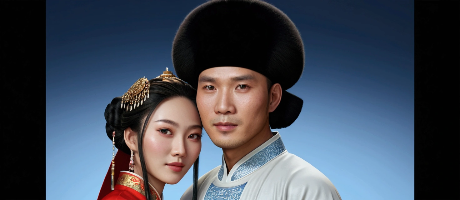Chinese ethnic, couple, realistic face, 4K