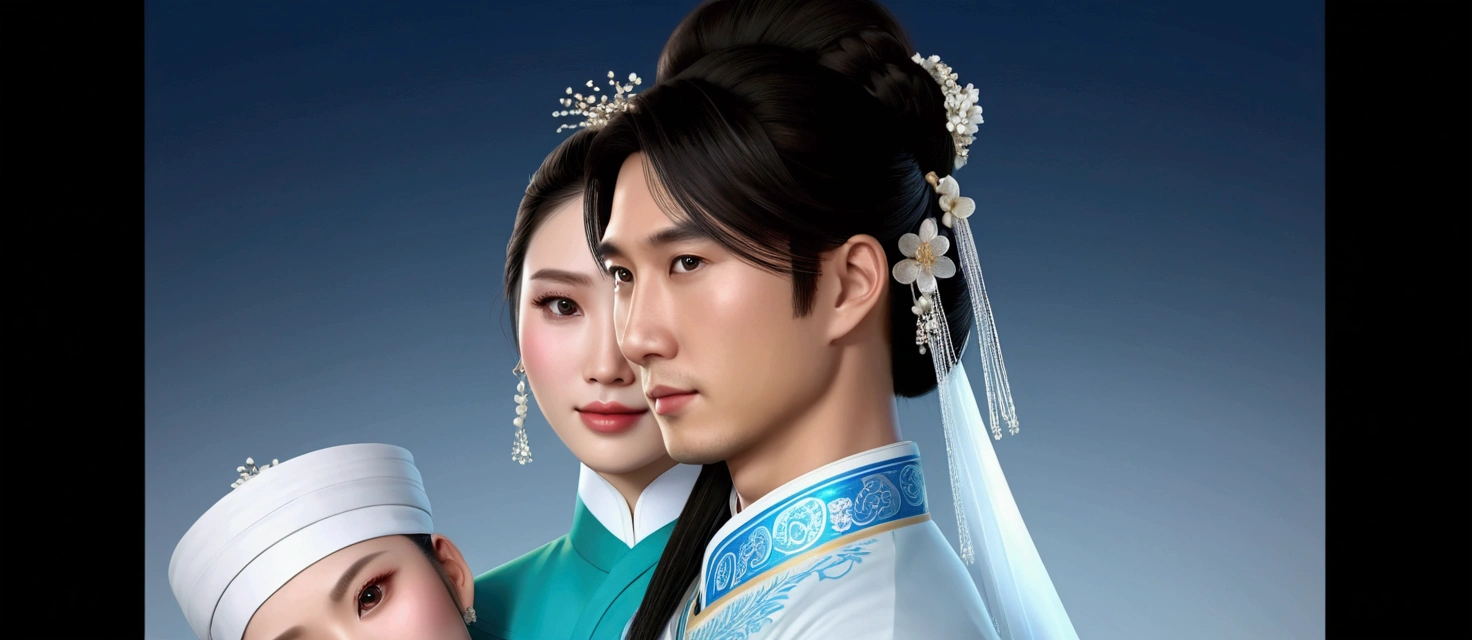 Chinese ethnic, couple, realistic face, 4K
