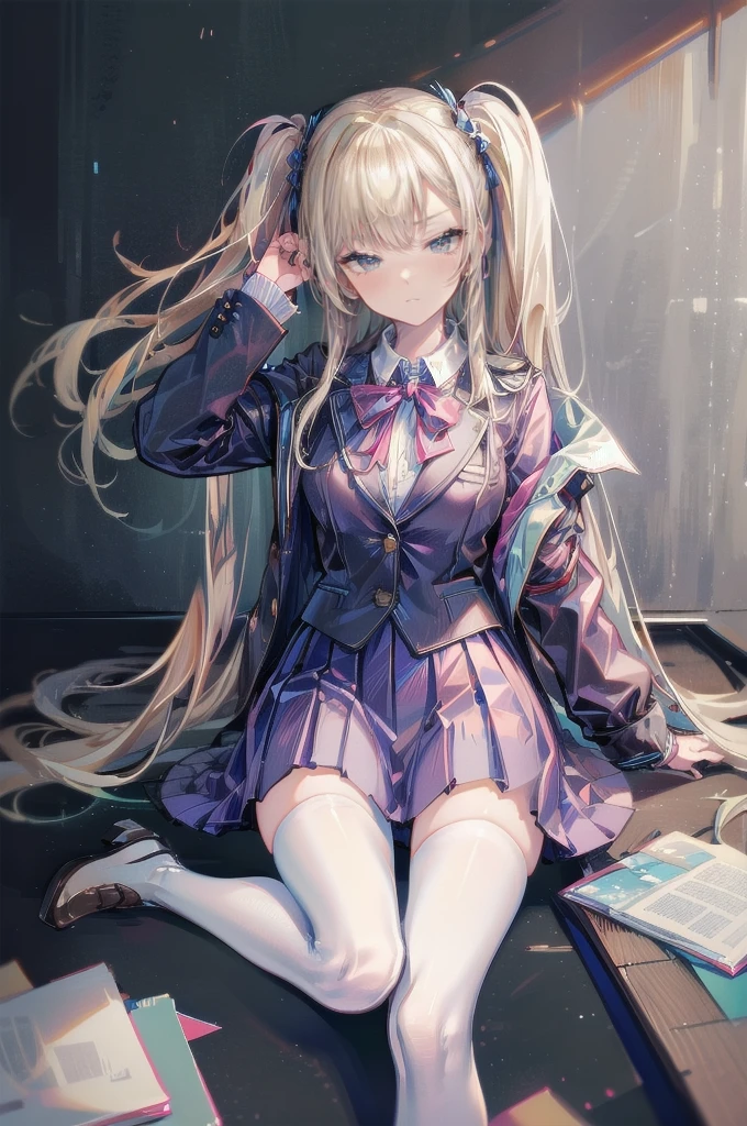 (Highest quality,4K,High resolution,masterpiece:1.2),Very detailed,Realistic:1.37,とてもbeautiful girl,Very cute blazer uniform,Wearing white stockings,Blonde,Blonde Hair,Long twin tails,Watching the audience,high school、Dilapidated school building、I&#39;m in the classroom、Inside a dilapidated classroom、Very dirty classroom、,Red color scheme,Ominous atmosphere,Eye-catching,Storytelling,anatomy,Anime Style,Concept Art,beautiful細部までこだわった顔と (((Red eyes ))),A terrifying ritual ,Satanic Ritual,Premature death,inappropriate behavior,クレイジーなsmile,Scythe Face,beautiful girl、Girl Monster, beautiful, Delicate facial features,  Sharp Fangs, Pale skin, Gloomy atmosphere, one person&#39;s, Please open your mouth wide, Open your mouth and baring your teeth,Sharp teeth like a beast, Wide lips, very wide mouth, Vermilion cheeks, ,(Blood splatter:1.2),Scary smile, smile,High School Design, Twisted smile、頭からのBleeding,、Blood splatter、,(Bleeding:1.2), ((流れるようなBlonde)), Female curves, Perfect hands, Perfect anime face, (A long-sleeved, very cute sailor uniform)), Are standing, ((邪悪なsmile)), ,(Blood splatter:1.4), Steam circulates, ,Anime school design, Twisted smile、Bloody、 A dilapidated high school、Abandoned house、,Absurd, High resolution、Spooky Girl、(クレイジーなsmile:1.8)、(Blood dripping from hands:1.3)、 anime-style characters as the main characters、
