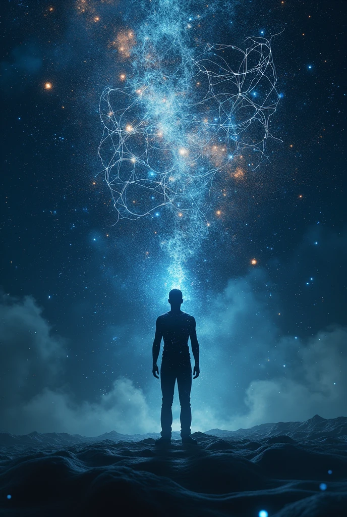 Cover for a book about technologies of psychology and the meaning of life in physics! Technological, Against the backdrop of space, reason and artificial intelligence! The world of the neural network!!!!!!. Chaos surrounds