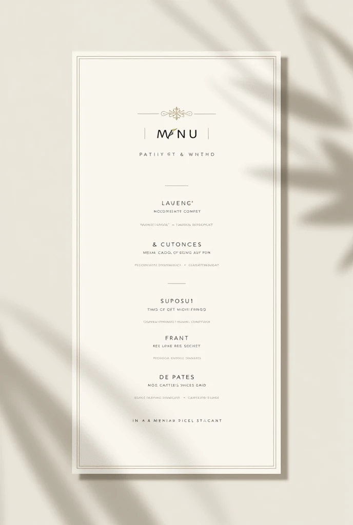 Create a simple and elegant restaurant menu