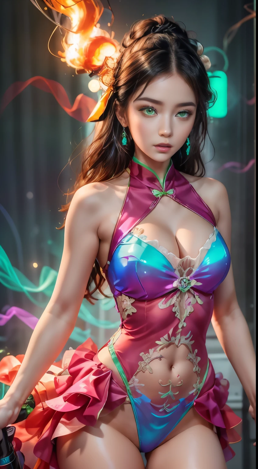 masterpiece, Top quality, best quality, Neon lights官方艺术, beautiful and aesthetic:1.2), Beautiful Chinese woman egret(1 girl:1.3), Extremely detailed,(Fractal Art:1.1 个Neon lights ),(Colorful:1.1 个Neon lights)(Flowers:1.3.Neon lights ),Highest detail,(原来是Neon lights:1.2), (Dynamic poses), (背景上的抽象Neon lights:1.3), (Radiant Skin), (Multicolor:1.4.Neon lights )Full HD, ,(earrings), (feature:1.5) , (flamethrower:1.3),霓虹红背景上的Neon lights ,Phoenix Neon,Neon lights,Full HD