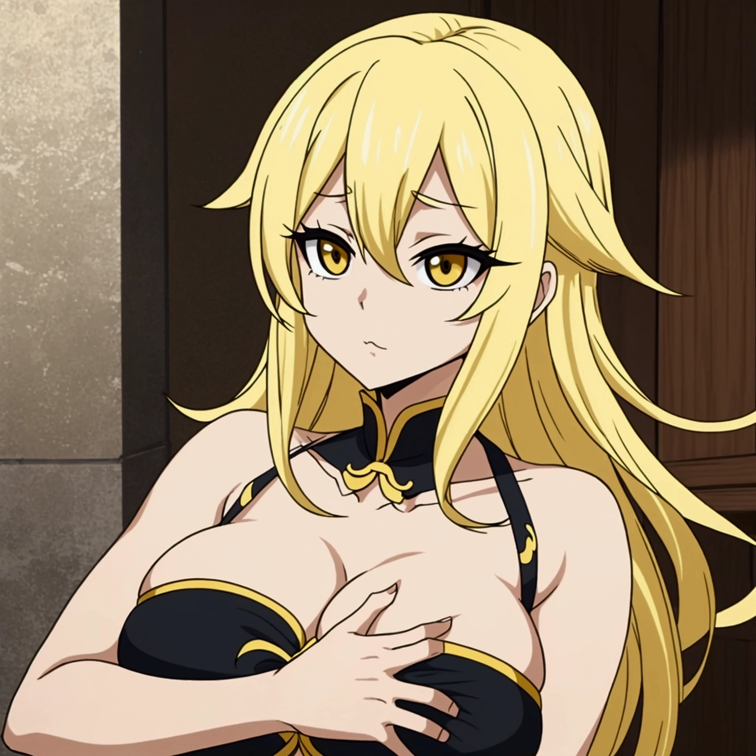 Big chest, chest, blondes, Shortcuts, Disheveled Hair, one person, 独奏, Slanted Eyes, Big eyes,crisp,Yellow Hair