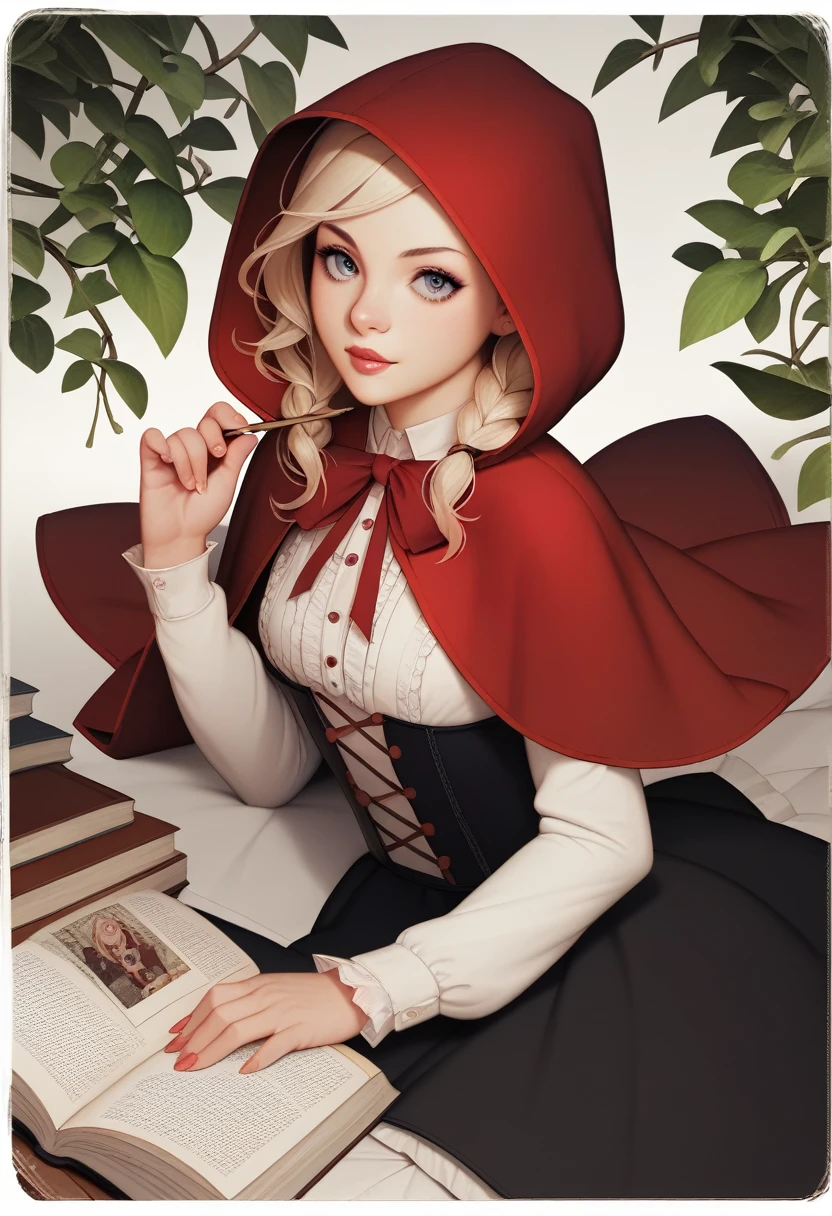 picture book cover, story of Little Red Riding Hood, flat Design, vector illustrations, graphic illustration, detailed 2d illustration, flat illustration, digital illustration, digital artwork,