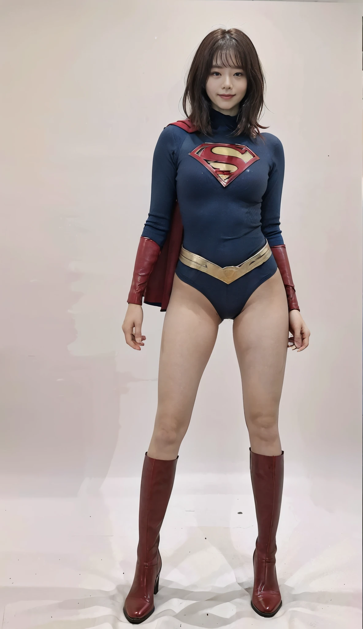 No background、(((Looking down、Looking down)))、(((Beautiful legs in black tights.)))、(((Legally express the beauty of your smile)))、((((Make the most of your original images)))、(((Supergirl Costume)))、(((Beautiful short bob hair)))、(((suffering)))、(((Please wear black tights....、Wear red boots)))、((Best image quality、8k))、((Highest quality、8k、masterpiece:1.3))、(((Preserve background )))、Sharp focus:1.2、Beautiful woman with perfect figure:1.4、Slim Abs:1.2、Wet body:1.5、Highly detailed face and skin texture、8k
