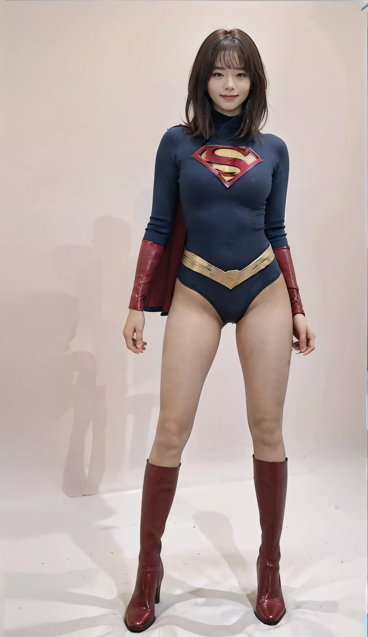 No background、(((Looking down、Looking down)))、(((Beautiful legs in black tights.)))、(((Legally express the beauty of your smile)))、((((Make the most of your original images)))、(((Supergirl Costume)))、(((Beautiful short bob hair)))、(((suffering)))、(((Please wear black tights....、Wear red boots)))、((Best image quality、8k))、((Highest quality、8k、masterpiece:1.3))、(((Preserve background )))、Sharp focus:1.2、Beautiful woman with perfect figure:1.4、Slim Abs:1.2、Wet body:1.5、Highly detailed face and skin texture、8k