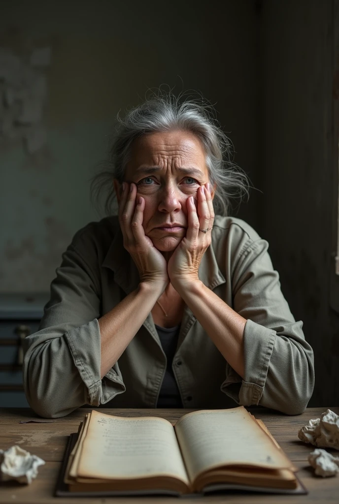 poor woman worrying about money