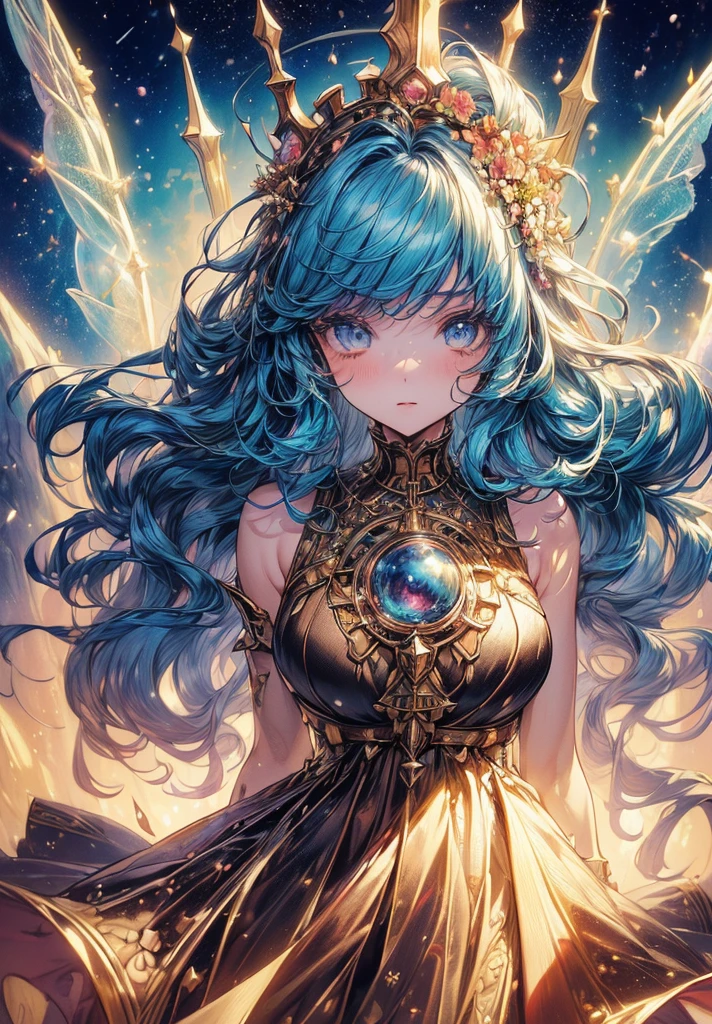 (high quality:1.4), (best quality:1.4), (masterpiece:1.4), official art, official wallpaper, surreal, beautifulgoddess, (1woman:1.1), (long wavy hair:1.1), (flower crown:1.1), (mystical creatures:1.1), (floating islands:1.1), (detailed landscape:1.1), (magic in the air:1.1), (stardust:1.1), night sky, (whimsical atmosphere:1.1), (dreamlike world:1.1), (bubbles:1.1), flying books, (luna moths:1.1), (moonlight:1.1), enchanted forest, (wisdom:1.1), (powerful energy:1.1), (guardian angels:1.1), (peaceful:1.1), vibrant colors, (detailed:1.05), (extremely detailed:1.06), sharp focus, (intricate:1.03), cinematic lighting, (extremely intricate:1.04), (epic scenery:1.09), vibrant colors, (beautiful scenery:1.08), (detailed scenery:1.08), (intricate scenery:1.07), (wonderful scenery:1.05),, (sharp focus,absurdres,high quality,masterpiece,highres,best quality:1.5)