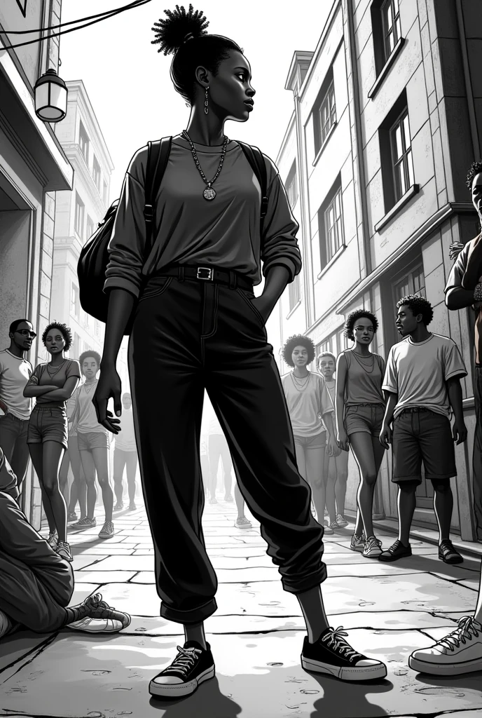 Create a comic book about de-patriarchalization in black and white