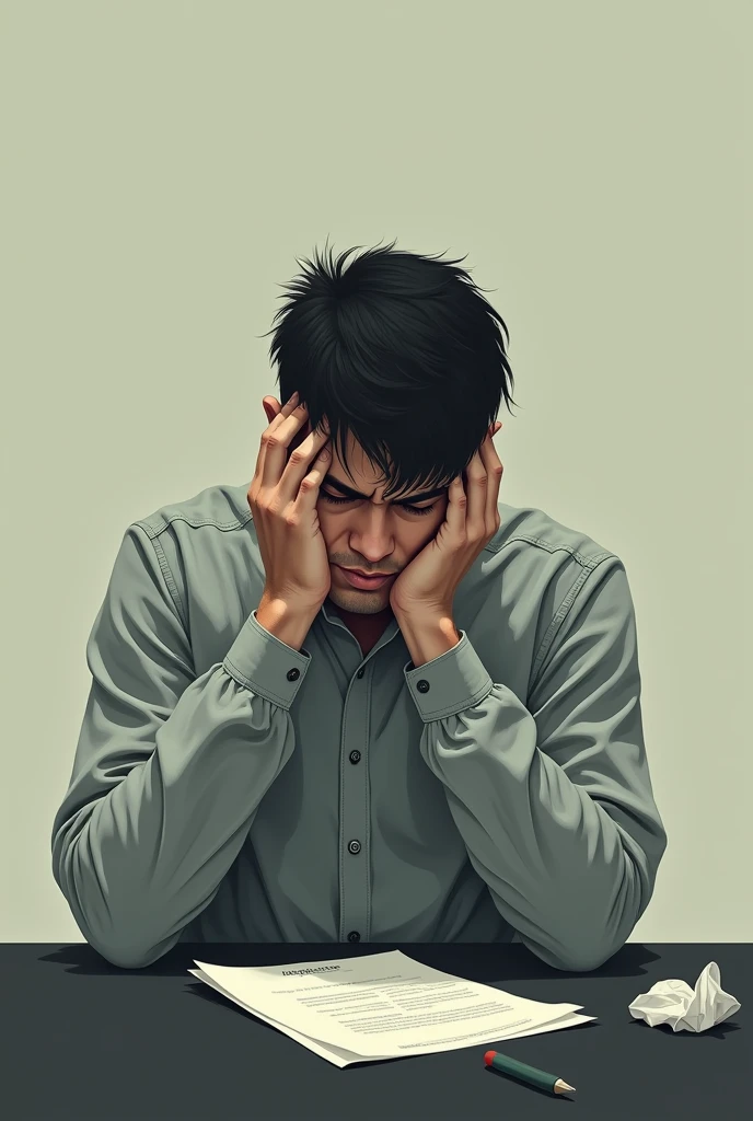 create an image for linkedIn post that is about rejection in career. the man feels unprepared soo he won't apply for job