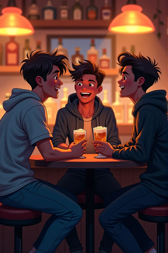 Three boys in bar