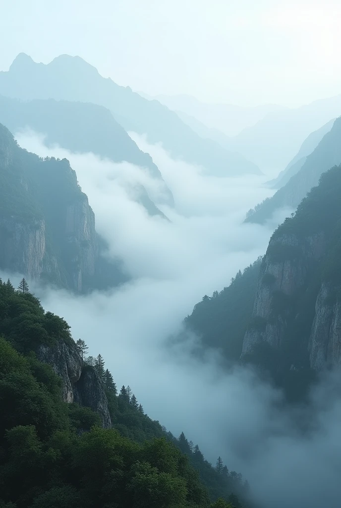 Experience the tranquility of a fog-covered mountain, rendered in stunning ultra HD quality, where every detail of the misty terrain comes to life