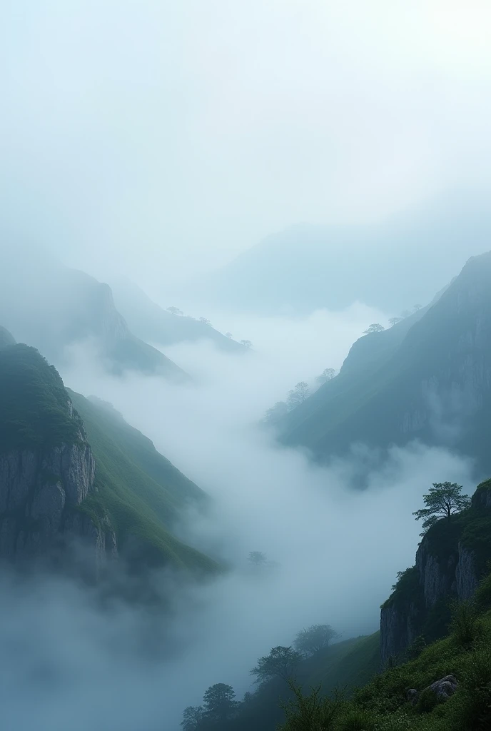 Experience the tranquility of a fog-covered mountain, rendered in stunning ultra HD quality, where every detail of the misty terrain comes to life