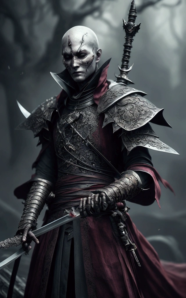 One swordsman、Creepy、Realistic details、Face is hidden、disaster々Cool atmosphere