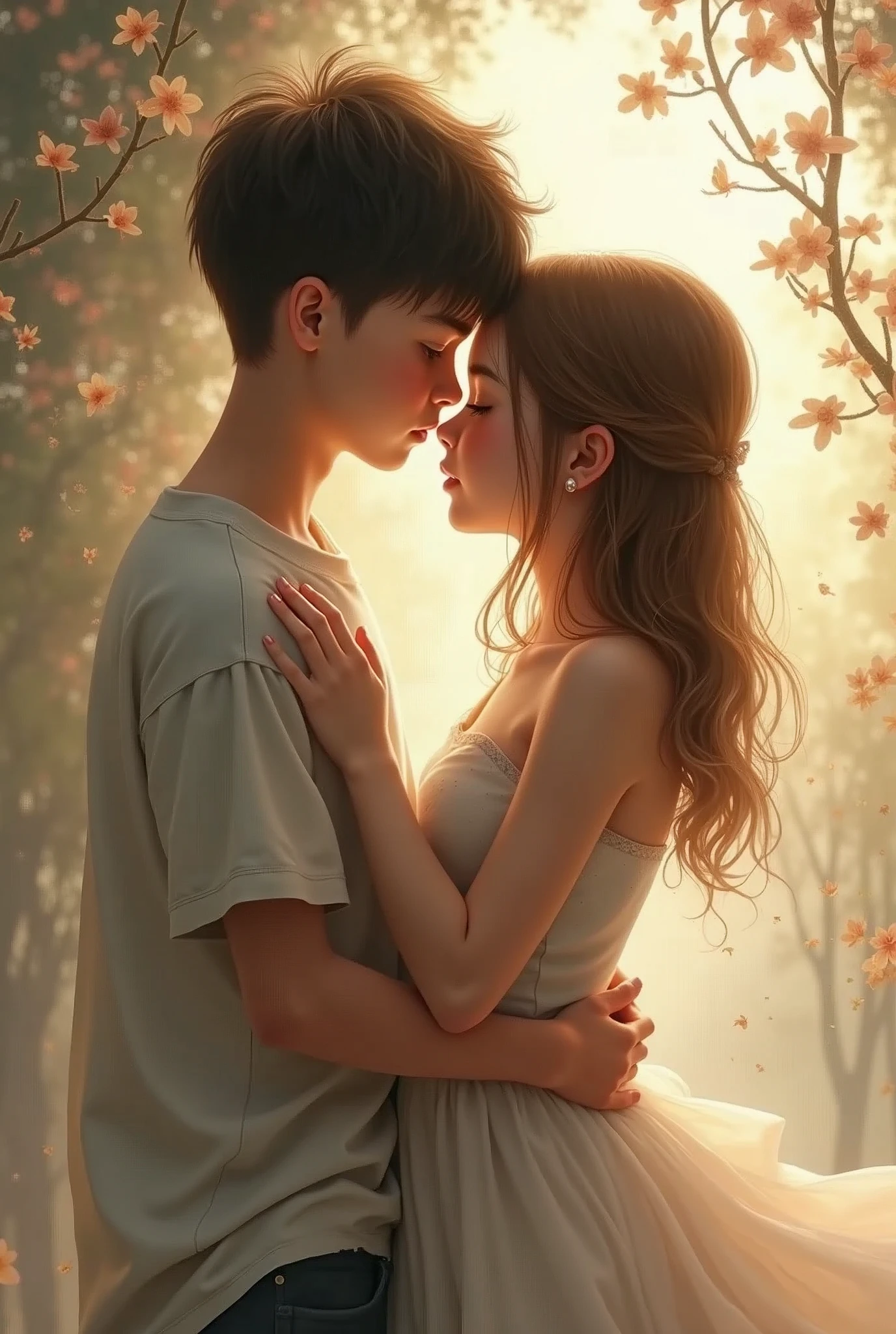 A boy and a girl in intimate position