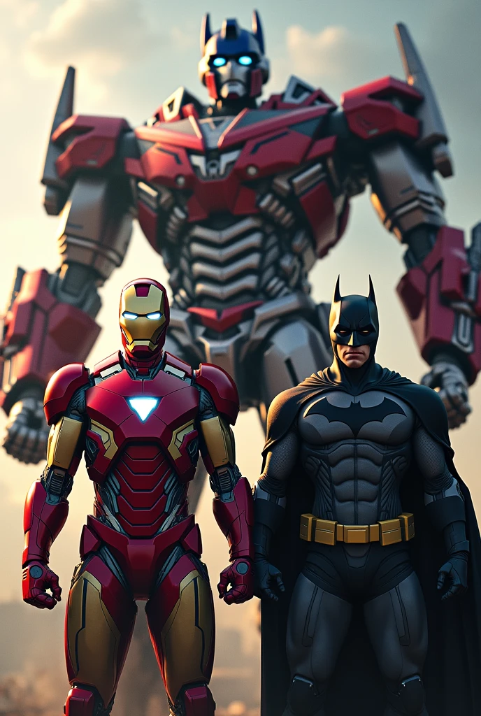 Make iron man, batman, optimus prime together image