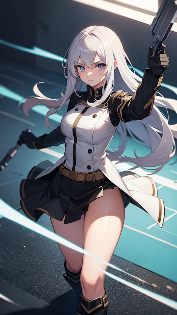 Silver Haired Girl in Combat Outfit Class