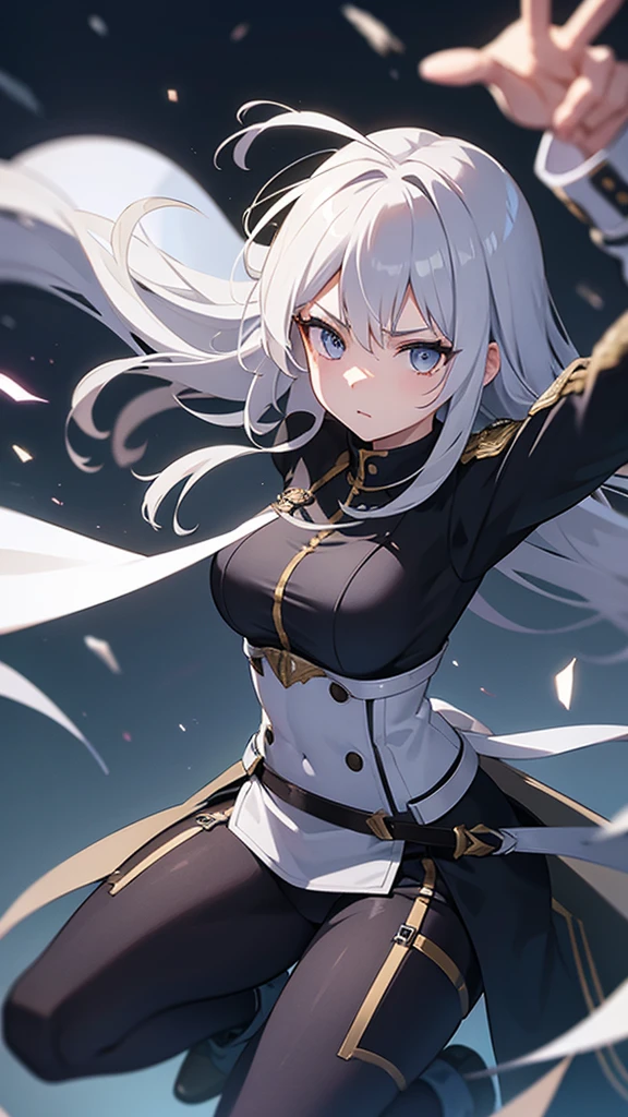 Silver Haired Girl in Combat Outfit Class