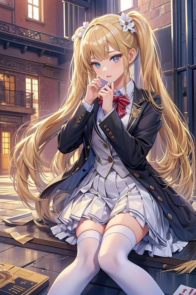 (Highest quality,4K,High resolution,masterpiece:1.2),Very detailed,Realistic:1.37,とてもbeautiful girl,Very cute blazer uniform,Wearing white stockings,Blonde,Blonde Hair,Long twin tails,Watching the audience,high school、Dilapidated school building、I&#39;m in the classroom、Inside a dilapidated classroom、Very dirty classroom、,Red color scheme,Ominous atmosphere,Eye-catching,Storytelling,anatomy,Anime Style,Concept Art,beautiful細部までこだわった顔と (((Red eyes ))),A terrifying ritual ,Satanic Ritual,Premature death,inappropriate behavior,クレイジーなsmile,Scythe Face,beautiful girl、Girl Monster, beautiful, Delicate facial features, Sharp Fangs, Pale skin, Gloomy atmosphere, one person&#39;s, Please open your mouth wide, Open your mouth and baring your teeth,Sharp teeth like a beast, Wide lips, very wide mouth, Vermilion cheeks, ,(Blood splatter:1.2),Scary smile, smile,High School Design, Twisted smile、頭からのBleeding,、Blood splatter、,(Bleeding:1.2), ((流れるようなBlonde)), Female curves, Perfect hands, Perfect anime face, (A long-sleeved, very cute sailor uniform)), Are standing, ((邪悪なsmile)), ,(Blood splatter:1.4), Steam circulates, ,Anime school design, Twisted smile、Bloody、 A dilapidated high school、Abandoned house、,Absurd, High resolution、Spooky Girl、(クレイジーなsmile:1.8)、(Blood dripping from hands:1.3)、 anime-style characters as the main characters、
