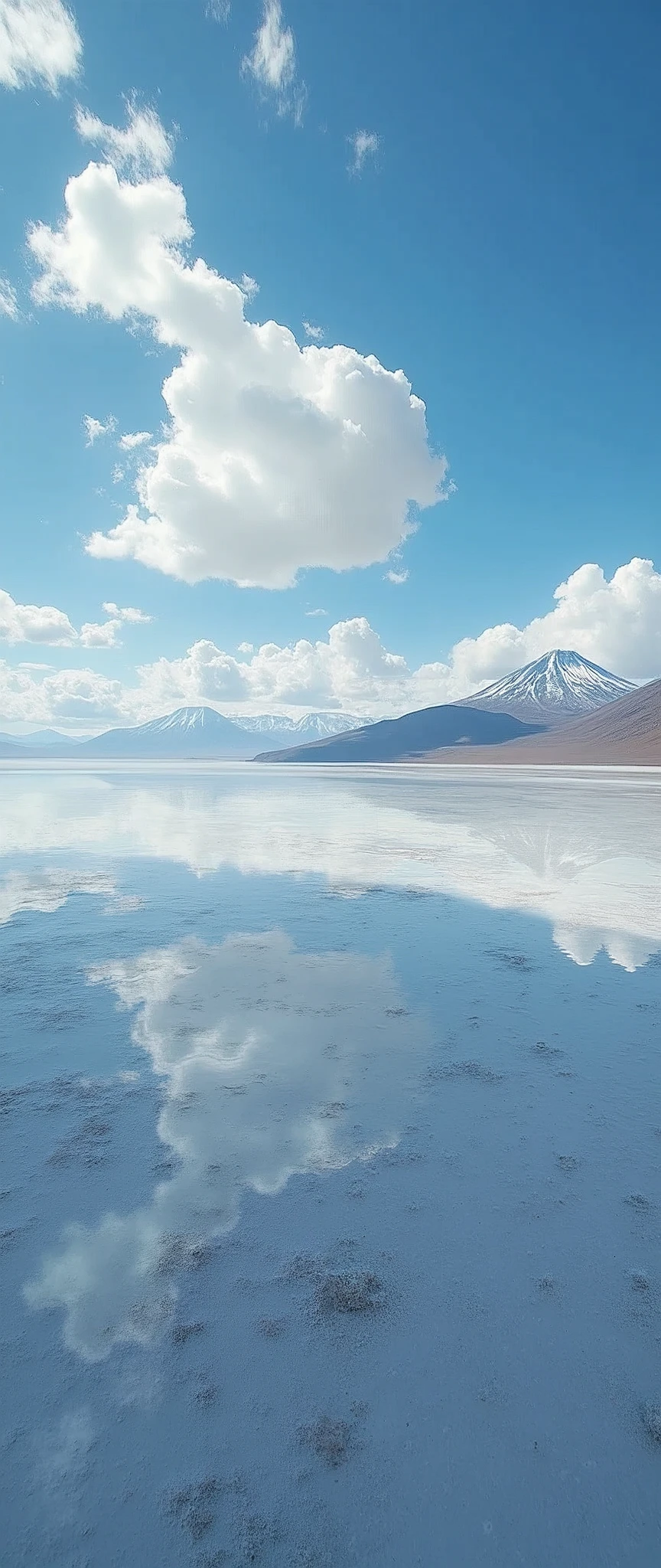 (masterpiece:1.2,Highest quality,Ultra-high resolution,Very detailed,Realistic,RAW Photos:1.2,Elaborate photos),8k,wallpaper,(Ray Tracing),Bolivia,Uyuni salt lake,The flattest place in the world,(A majestic salt lake,Drawing a beautiful and endless water surface,Diffuse reflection of light),(A photograph capturing the magnificent scenery reflected on the water's surface:2.0),Asahi