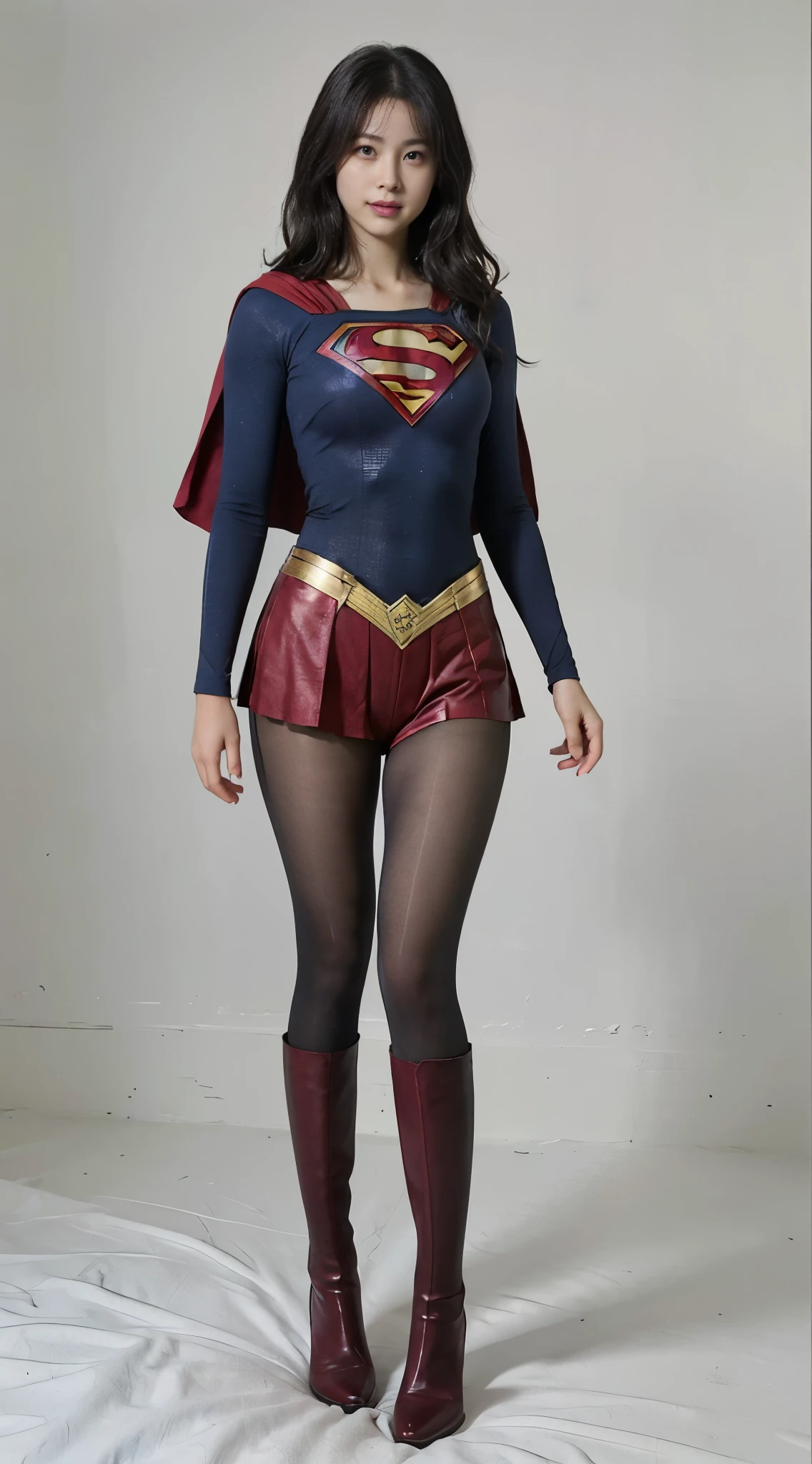 No background、(((Looking down、Looking down)))、(((Beautiful legs in black tights.)))、(((Legally express the beauty of your smile)))、((((Make the most of your original images)))、(((Supergirl Costume)))、(((Beautiful short bob hair)))、(((suffering)))、(((Please wear black tights....、Wear red boots)))、((Best image quality、8k))、((Highest quality、8k、masterpiece:1.3))、(((Preserve background )))、Sharp focus:1.2、Beautiful woman with perfect figure:1.4、Slim Abs:1.2、Wet body:1.5、Highly detailed face and skin texture、8k